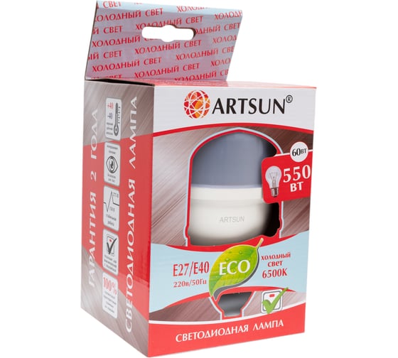 Лампа светодиодная ARTSUN LED T160 60W E27 6500K