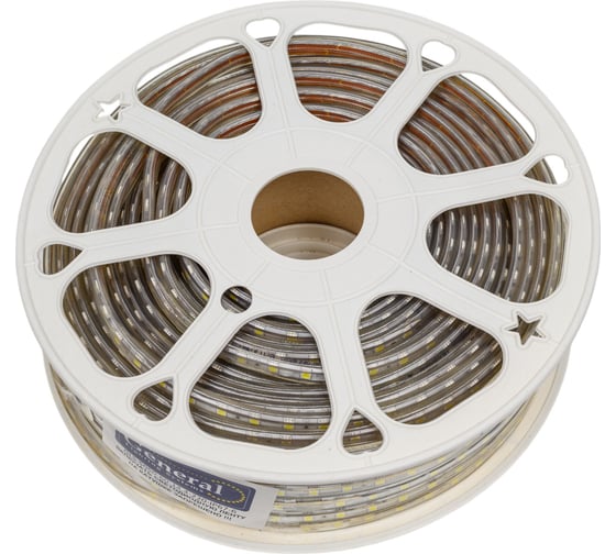 Лента светодиодная General Lighting Systems GLS-5050-60-14.4-220-IP67-6, 50 метров, 14,4Вт/м, 220В, SMD5050, 6,5мм, IP67, 60 диодов/м, 10Лм/м, 6500К - холодный белый, 504715