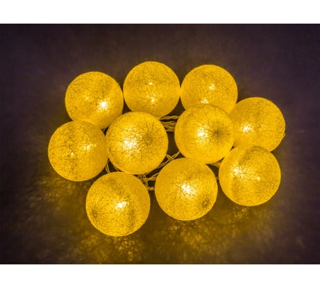 Гирлянда Navigator NGF-D010-10WW-2AA-золотые шарики, ткань 14048