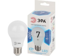Набор светодиодных лампочек ЭРА STD LED A607W840E27 (EC) Е27 / E27 7Вт груша, нейтральный белый свет, 10 штук Б0056271