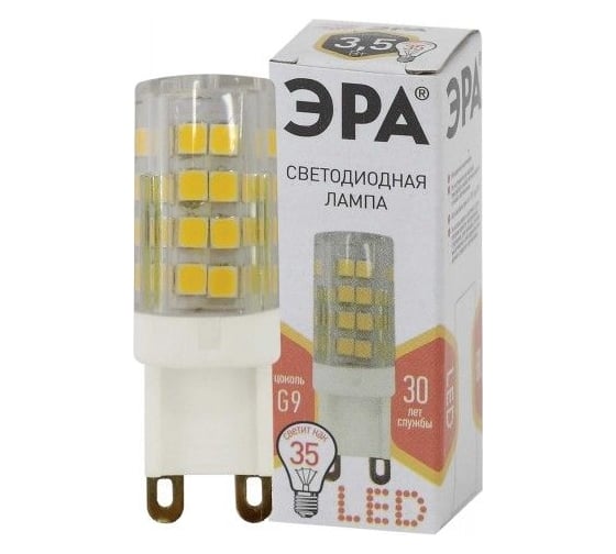 Набор светодиодных лампочек ЭРА STD LED JCD3,5WCER827G9 (EC) G9 3,5 Вт керамика, капсула, теплый белый свет, 10 штук Б0056972
