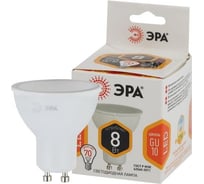 Набор светодиодных лампочек ЭРА STD LED MR168W827GU10 (EC) GU10 8Вт софит, теплый белый свет, 10 штук Б0056300