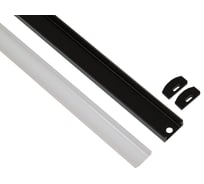 Профиль для светодиодной ленты geniled накладной, Black, 16x7x1000, М16, с заглушками и рассеивателем 12131b_1
