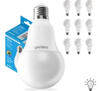 Светодиодная лампа geniled энергосберегающая, E27, A60, 12Вт, 4000К 90Ra, груша, 10 шт 01371_4000_10