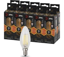 Набор лампочек ЭРА FLED B359w827E14 светодиодные (EC) Е14 / E14 9 Вт филаментная, свеча, теплый б, 10 шт Б0056323