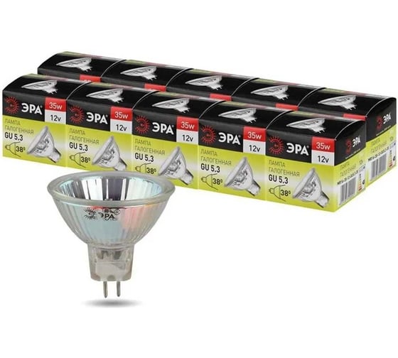 Набор галогенных лампачек ЭРА GU5.3MR1635W12VCL (EC) GU5.3 35Вт, софит, теплый белый свет Б0056164