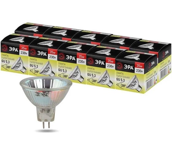 Набор галогенных лампачек ЭРА GU5.3JCDR (MR16) 35W230VCL (EC) GU5.3 35Вт, софит, теплый белый Б0056168