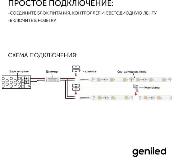 Блок питания Geniled GL-12V100WM20 slim - для светодиодной ленты / Мощность - 100 Вт / Вых. Напряжение - 12 В / Вых. Ток - 8,3 А / IP20 09037