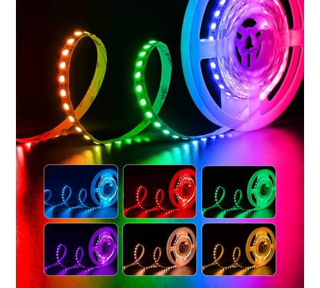 Светодиодная лента Geniled 5м 12В 24Вт/м RGB подсветка 96 led/m IP33 10мм 03552