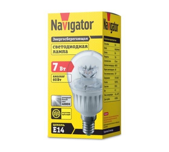 Лампа Navigator NLL-G45-7-230-4K-E14-CL 61594