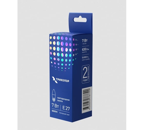 Лампа светодиодная Триколор LED C37 7Вт 6500K E27 LED-TR-C377w6KE27