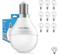 Светодиодная энергосберегающая лампа geniled E14 G45 9Вт 4000K 90Ra Шар 10 шт 01391_4000_10