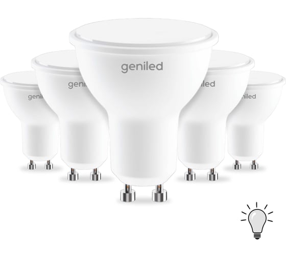 Светодиодная энергосберегающая лампа geniled GU10 MR16 9Вт 4000K 90Ra Софит 5 шт 01381_4000_5