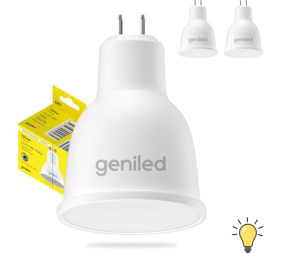 Светодиодная энергосберегающая лампа geniled GU5.3 MR16 9Вт 3000K 90Ra Софит 3 шт 01385_3000_3