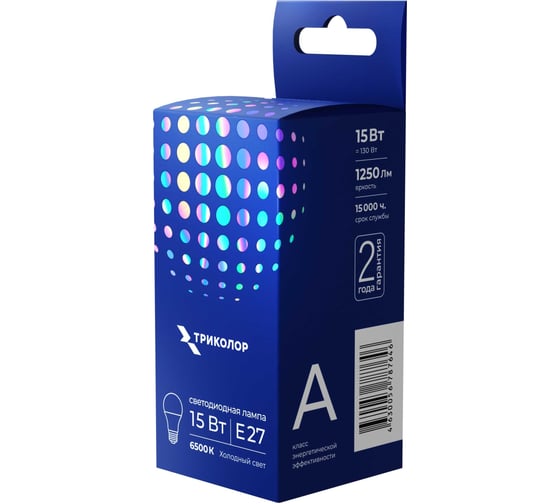 Лампа светодиодная Триколор LED А60 15Вт 6500K E27 LED-TR-А6015w6KE27 1