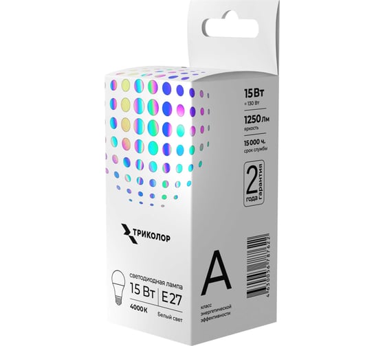Лампа светодиодная Триколор LED А60 15Вт 4000K E27 LED-TR-А6015w4KE27 1