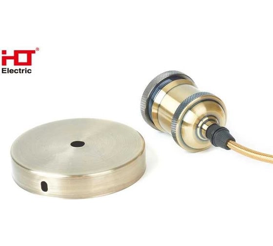 Патрон подвесной HLT E27 со шнуром 1,5м RETRO золото (8 шт в уп) 085-10-026 1