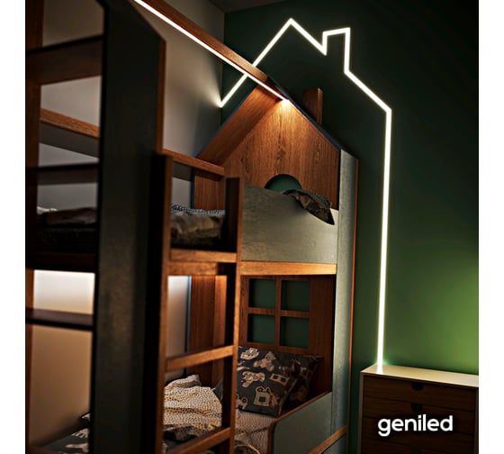 Светодиодная лента geniled подсветка-для комнаты, в гардероб, на кухню-Белый Нейтральный свет, GL-240SMD2835, 24В, длина-5м, B-10 мм, W-20 Вт, 4200 К, IP33 03471