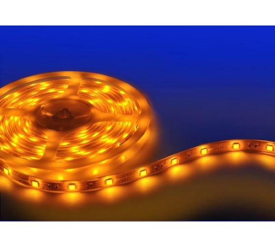Светодиодная лента Uniel, ULS-3528-60LED/m-8mm-IP65-DC24V-4.8W/m-5M-YELLOW 4863