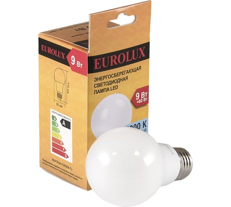 Светодиодная лампа Eurolux LL-E-A60-9W-230-4K-E27/груша, 9Вт, нейтральный, Е27 76/2/14