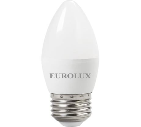 Светодиодная лампа Eurolux LL-E-C37-6W-230-2,7K-E27/свеча, 6Вт, теплый белый, Е27 76/2/9