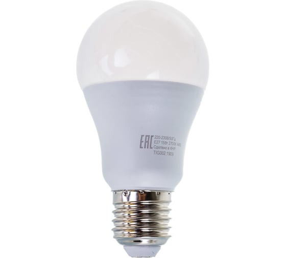 Светодиодная лампа Eurolux LL-E-A60-15W-230-2,7K-E27/груша, 15Вт, теплый белый, Е27 76/2/19