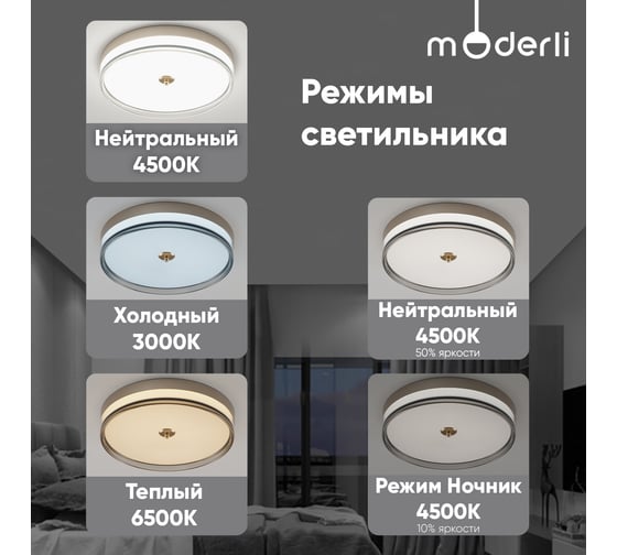 Светильник потолочный Moderli светодиодный Anny, серебро, шампань V10706-CL