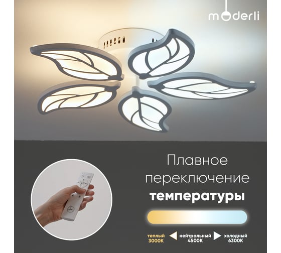 Светильник потолочный Moderli светодиодный Amy белый V10980-CL
