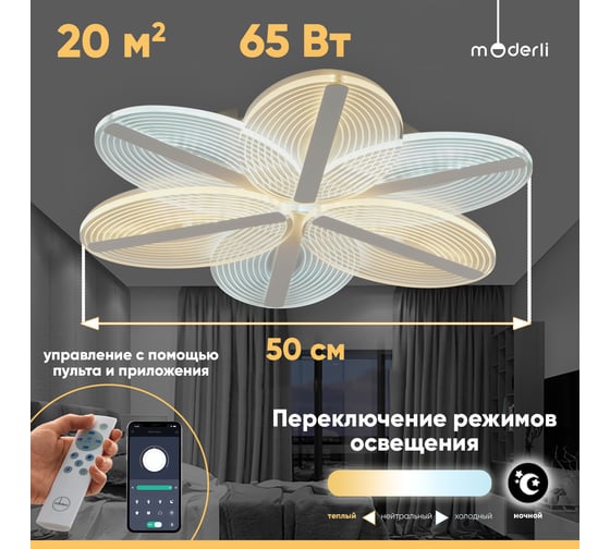 Светильник потолочный Moderli светодиодный Fiore V10675-CL