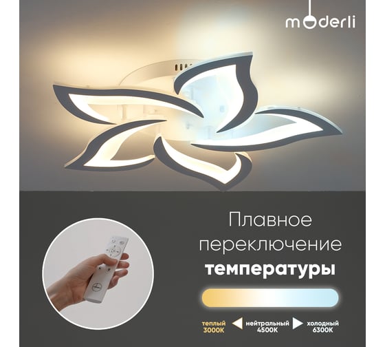 Светильник потолочный Moderli светодиодный Melania белый V10977-CL