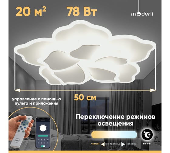Светильник потолочный Moderli светодиодный Magnete V10671-CL
