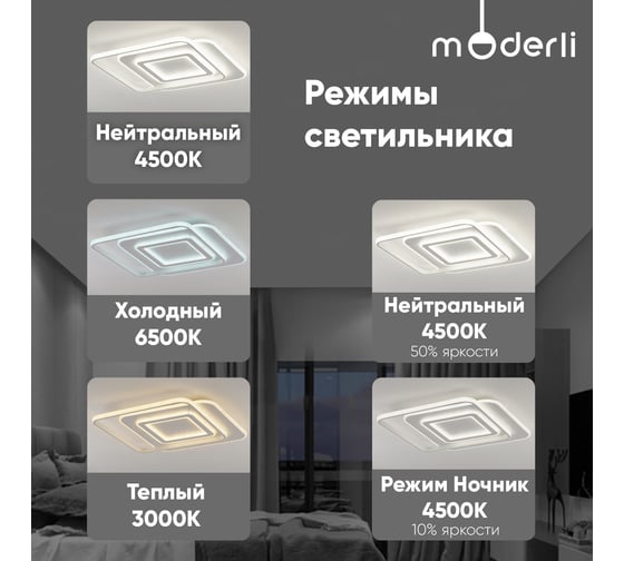Светильник потолочный Moderli светодиодный Magnete V10668-CL