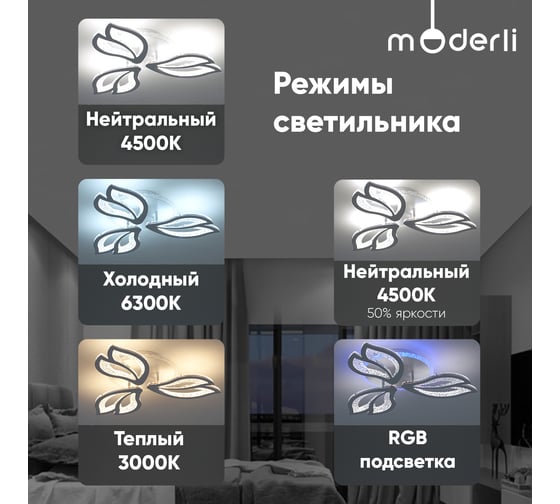 Светильник потолочный Moderli светодиодный Lorraine белый V10973-CL