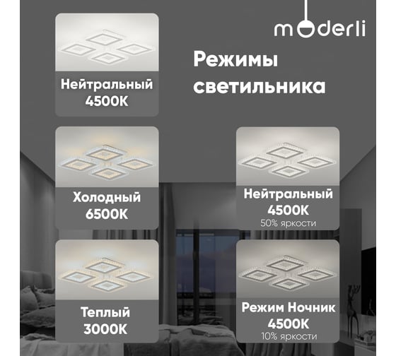 Светильник потолочный Moderli светодиодный Mosaico V10673-CL