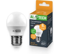 Лампочка светодиодная ALTECH LED G45-8W-830-Е27 8Вт шарик теплый белый свет 4673758070951