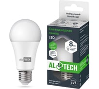 Лампочка светодиодная ALTECH LED Р60-8W-840-E27 8Вт груша нейтральный белый свет 4673758070197