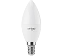 Комплект из 5 светодиодных ламп Sholtz свеча 7Вт E14 2700К C37 220-240В, пластик LEC3025P
