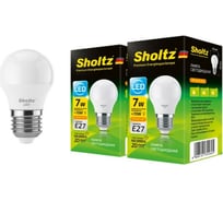 Комплект из 2 светодиодных ламп Sholtz шар 7Вт E27 2700К G45 220-240В пластик LEB3026D