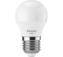 Комплект из 2 светодиодных ламп Sholtz шар 9Вт E27 4200К G45 220-240В, пластик LEB3049D