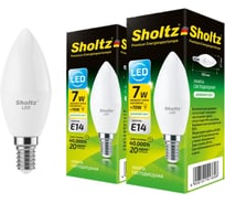 Комплект из 2 светодиодных ламп Sholtz свеча 7Вт E14 4200К C37 220-240В пластик LOC4136D