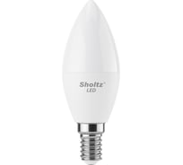 Комплект из 5 светодиодных ламп Sholtz свеча 5Вт E14 2700К C37 220-240В, пластик LEC3020P