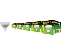 Комплект из 5 галогенных ламп Sholtz софит 35Вт GU5.3 2800К MR16 220-240В пластик HMR2002P