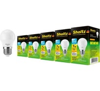 Комплект из 5 светодиодных ламп Sholtz шар 7Вт E27 2700К G45 220-240В пластик LEB3026P