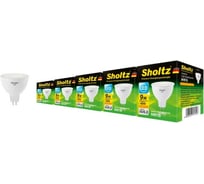 Комплект из 5 светодиодных ламп Sholtz софит 7Вт GU5.3 4200К MR16 220-240В пластик LMR3032P