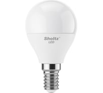Комплект из 5 светодиодных ламп Sholtz шар 5Вт E14 2700К G45 220-240В, пластик LEB3051P