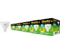 Комплект из 5 светодиодных ламп Sholtz MR16 5Вт GU5.3 4200К 220В пластик LMR3131P