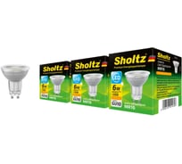 Комплект из 3 светодиодных ламп Sholtz софит 6Вт GU10 2700К MR16 220-240В стекло LMR4143T