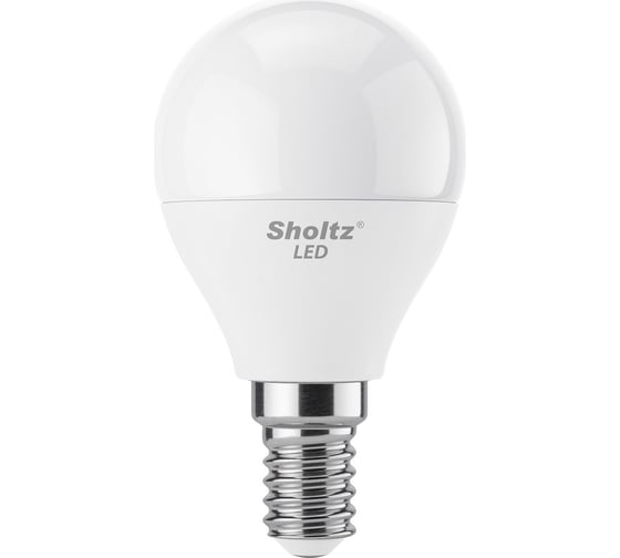 Комплект из 3 светодиодных ламп Sholtz шар 5Вт E14 4200К G45 220-240В, пластик LEB3151T