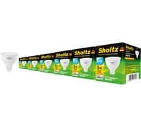 Комплект из 5 светодиодных ламп Sholtz софит 5Вт GU5.3 2700К MR16 220-240В пластик LMR3030P