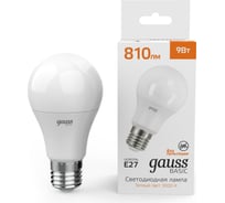 Лампа Gauss basic led-m a60 9w 810lm 3000k е27 led 1/10/50 10202192